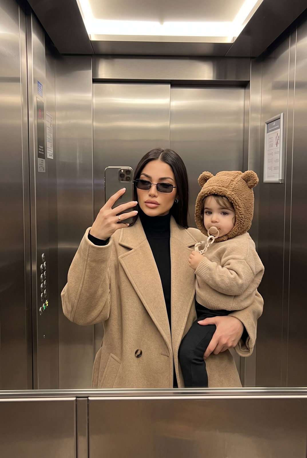 Stylish Mom Elevator Mirror Selfie
