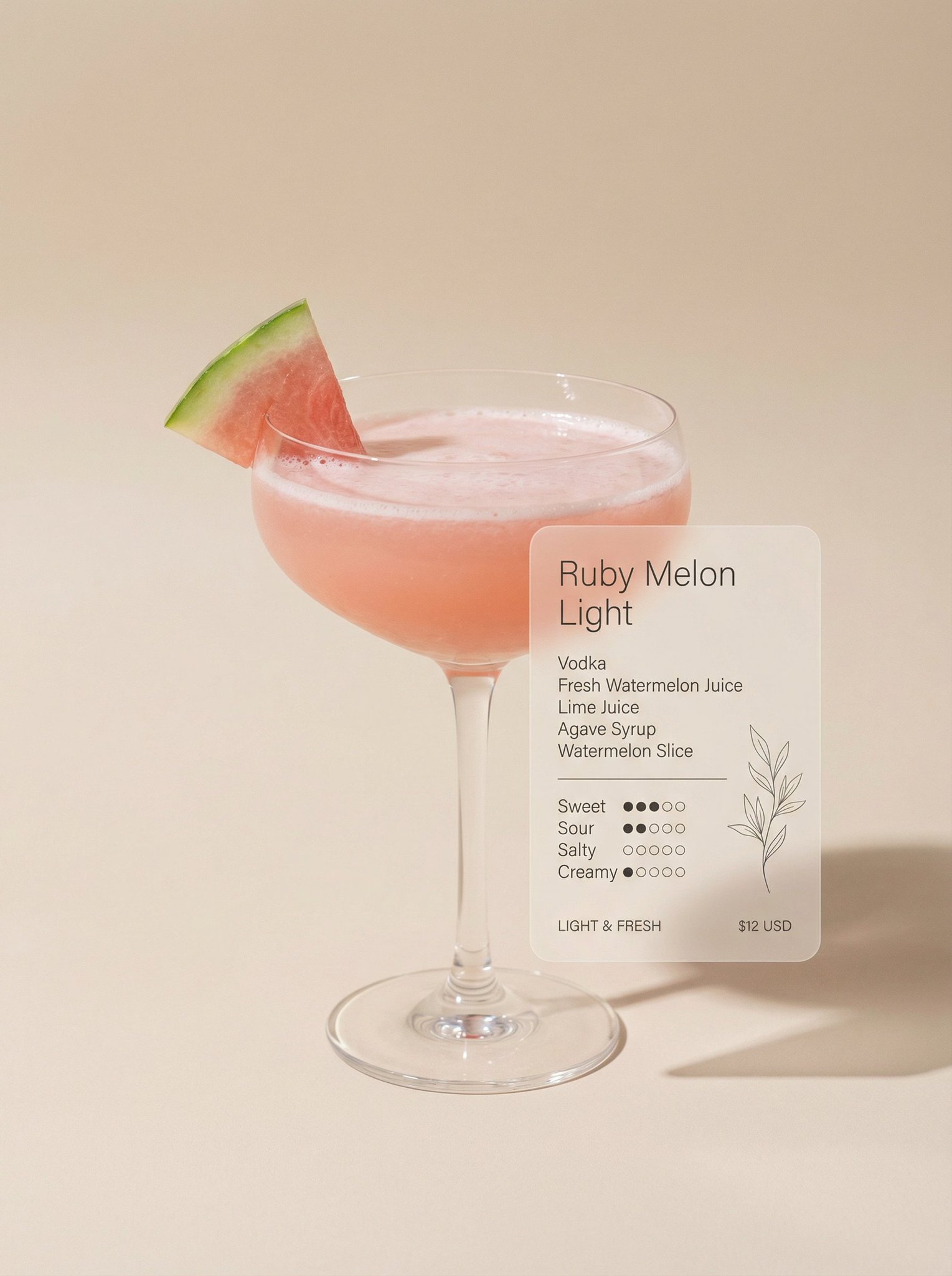 Ruby Melon Cocktail Minimalist Photo