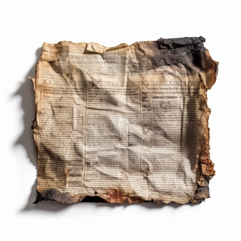Burnt Newspaper Flat Lay With Ash on White