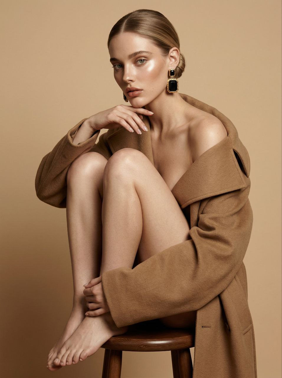 Camel Trench Coat Studio Portrait