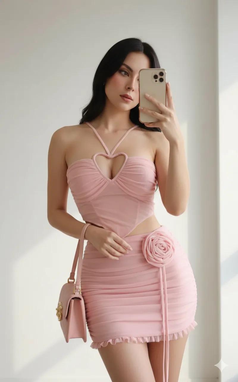 Soft Light Pink Selfie Portrait