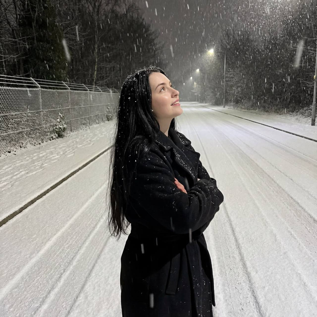 Snowy Night Portrait of Solitude