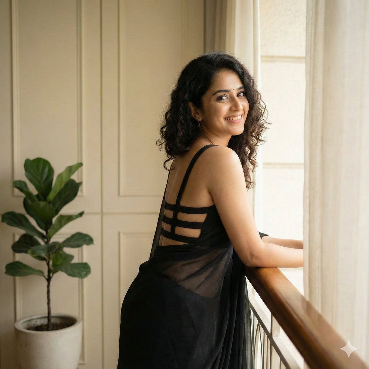 Saree Beauty Balcony Gaze