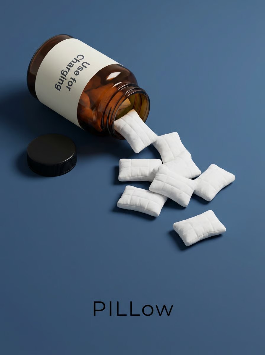 Pillows Pour from Amber Bottle