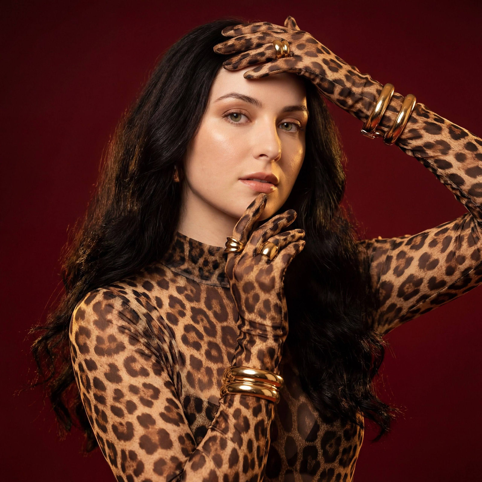 Retro Leopard Print Fashion Portrait