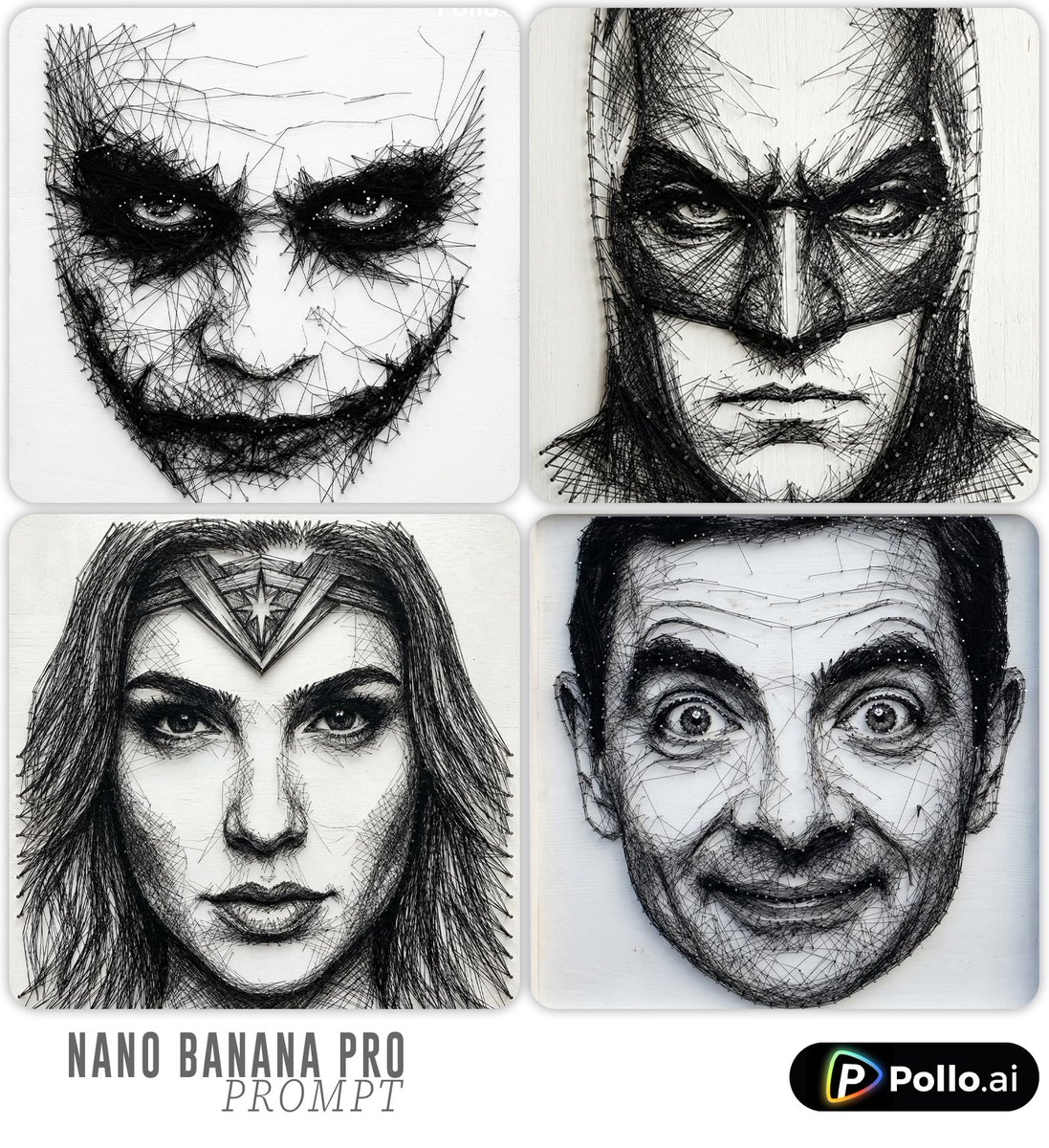 Ultra Detailed Black Thread Portrait Art
