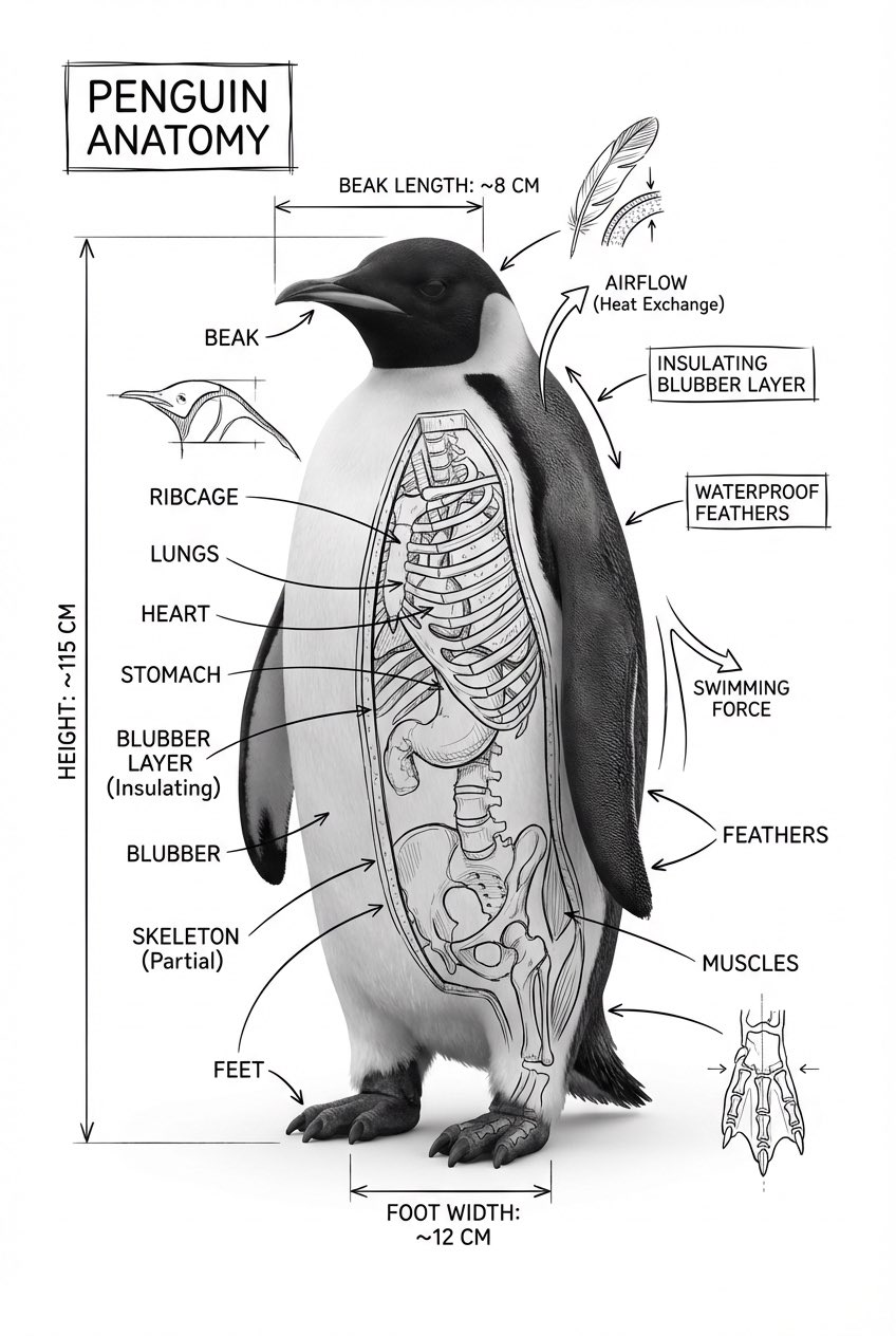 Penguin Anatomy Technical Blueprint