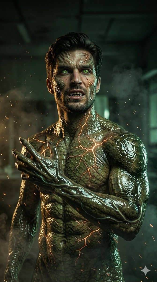 Cinematic Human Reptile Transformation Scene