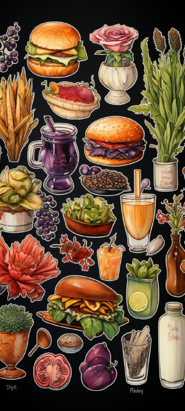 Ethereal Watercolor Food Sticker Set for Friends