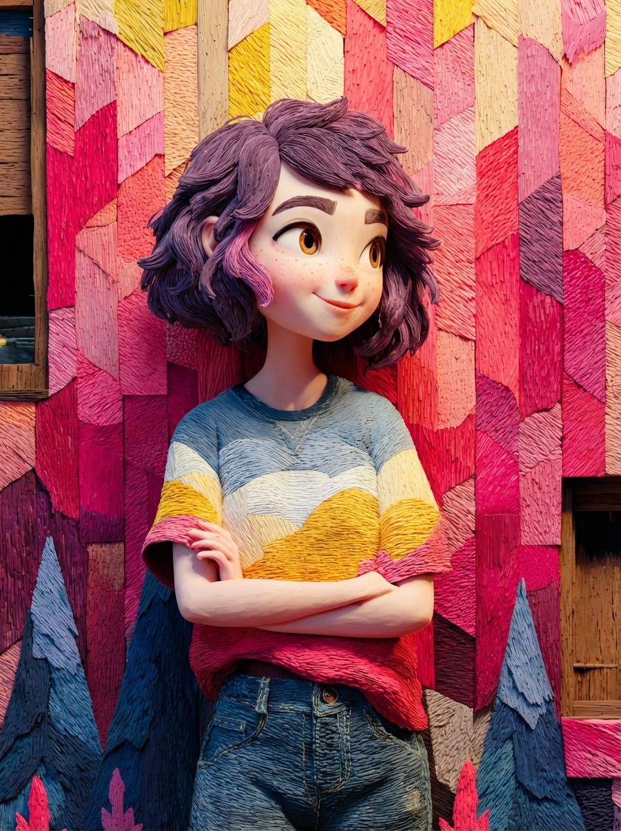 3D Girl Colorful Wooden Mosaic