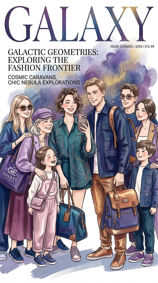 Galaxy Family Fashion Cover Watercolor