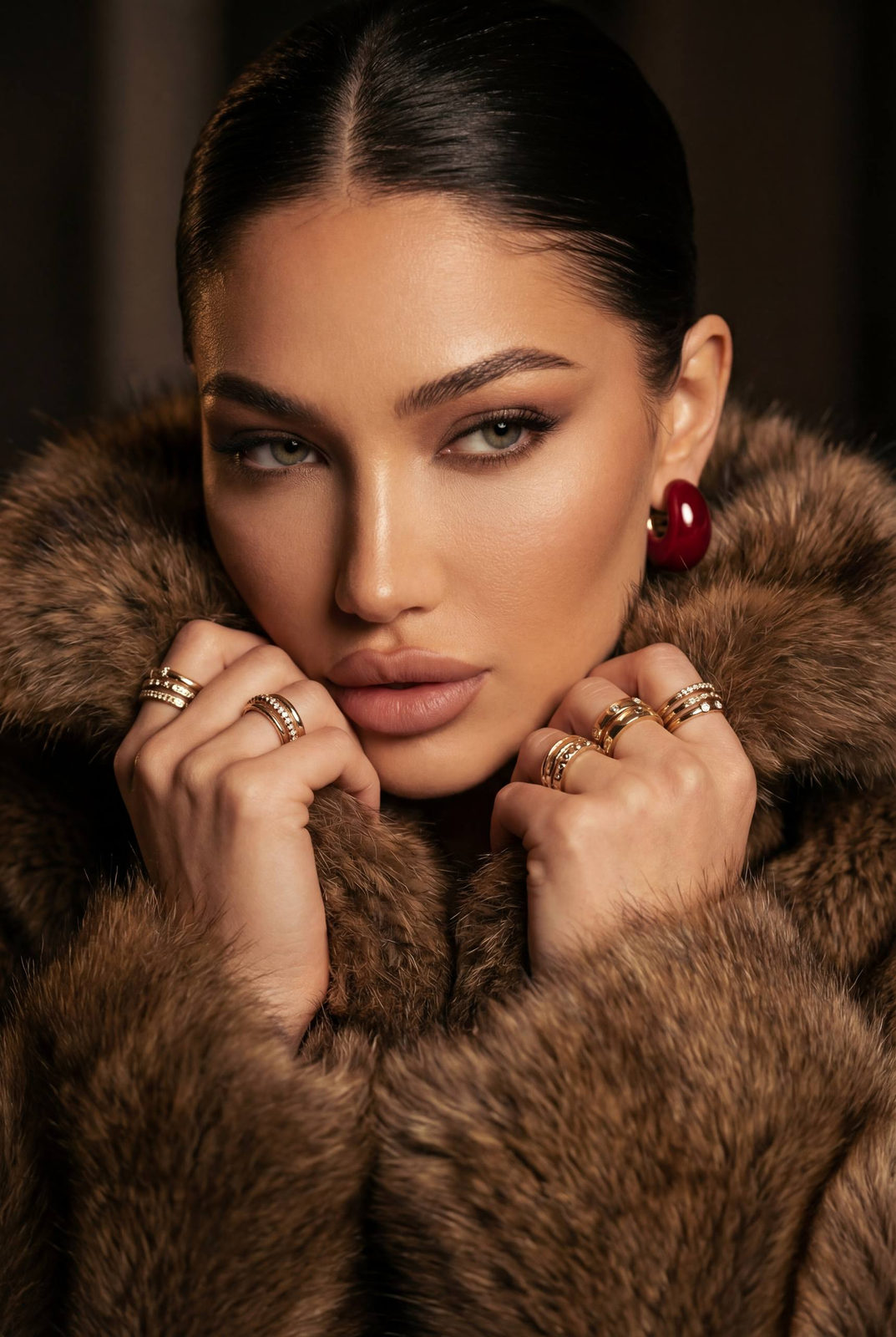 Fur Elegance: Cinematic Portrait