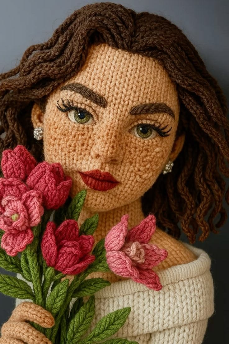 Hyper-Realistic Crochet Doll Portrait Transformation