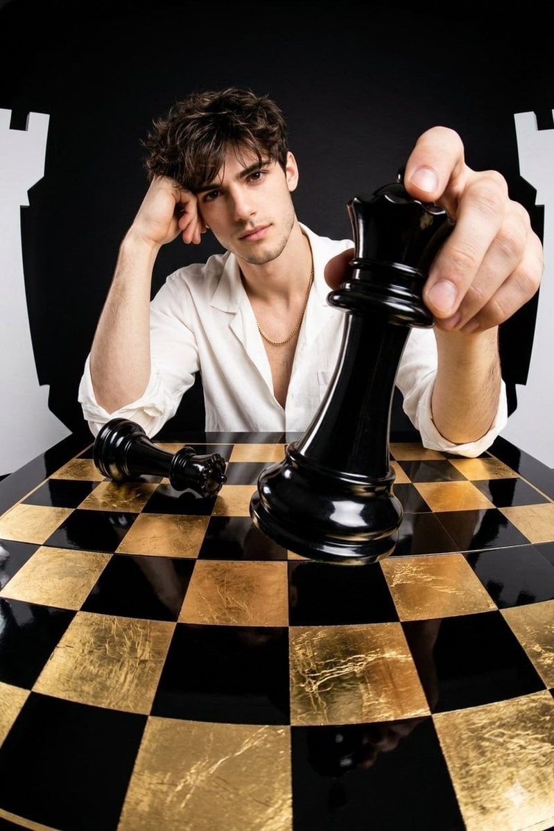 Distorted Perspective Fashion Chess Portrait
