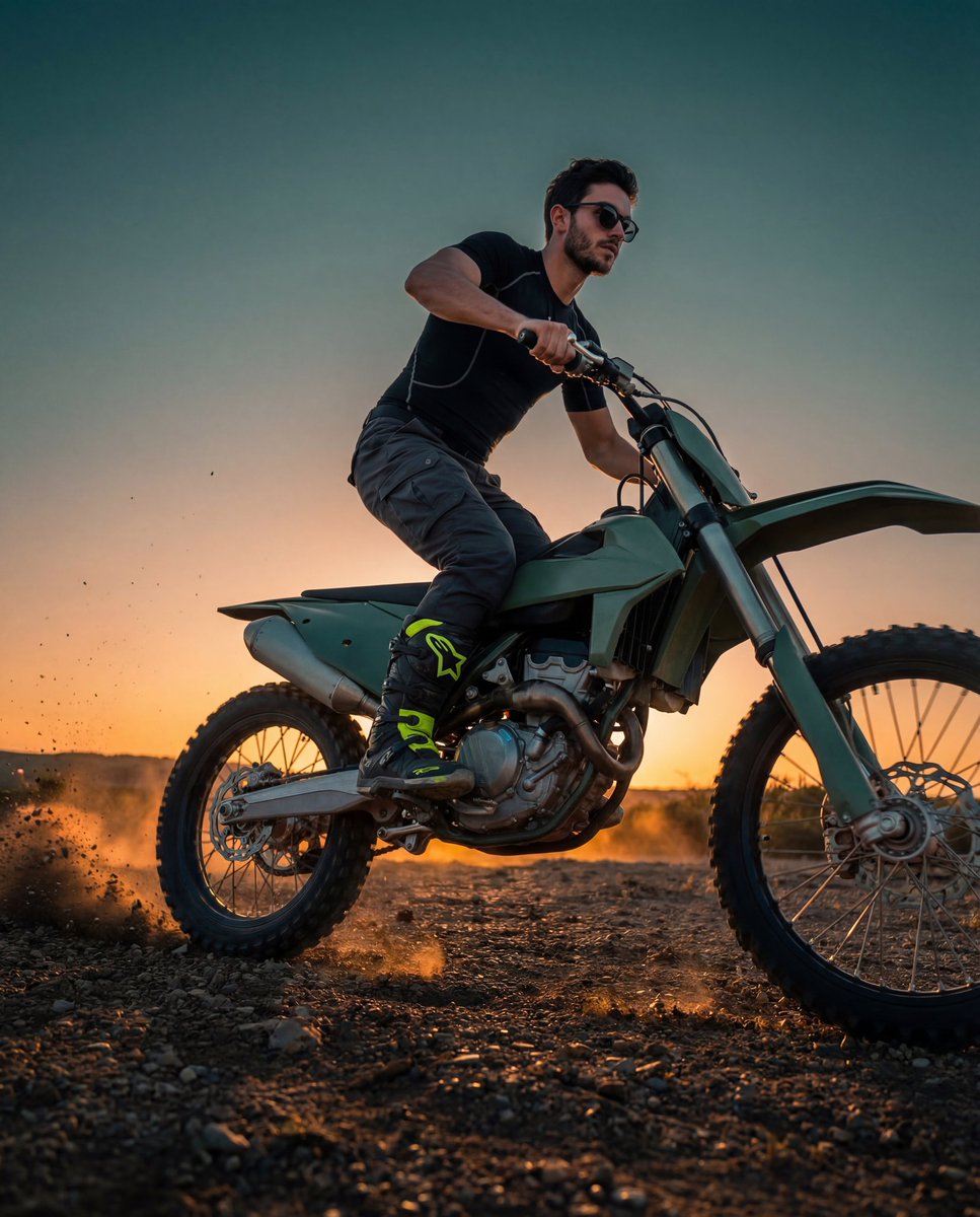Cinematic Sunset Dirt Bike Action