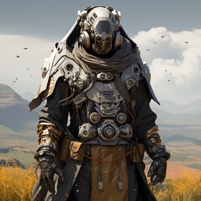 Sci Fi Exoskeleton Soldier in Nepalese Folk Poncho