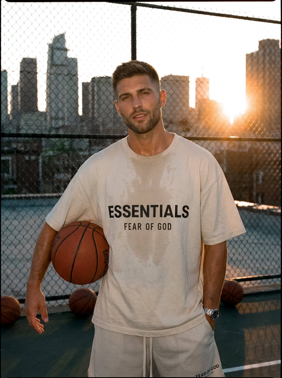 Sunset Rooftop Basketball Fashion