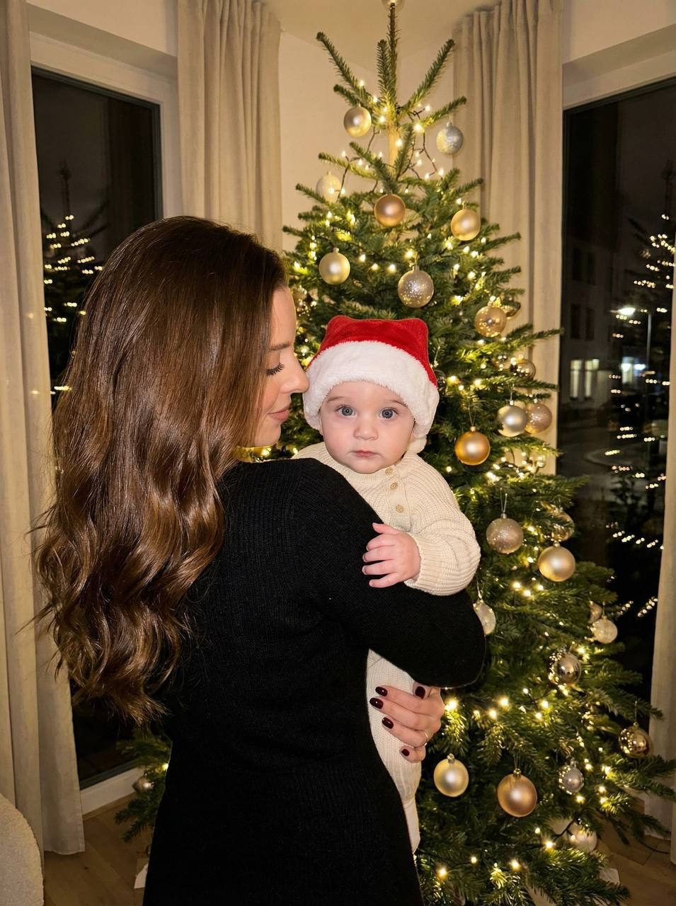 Cozy Christmas Mother Baby Moment