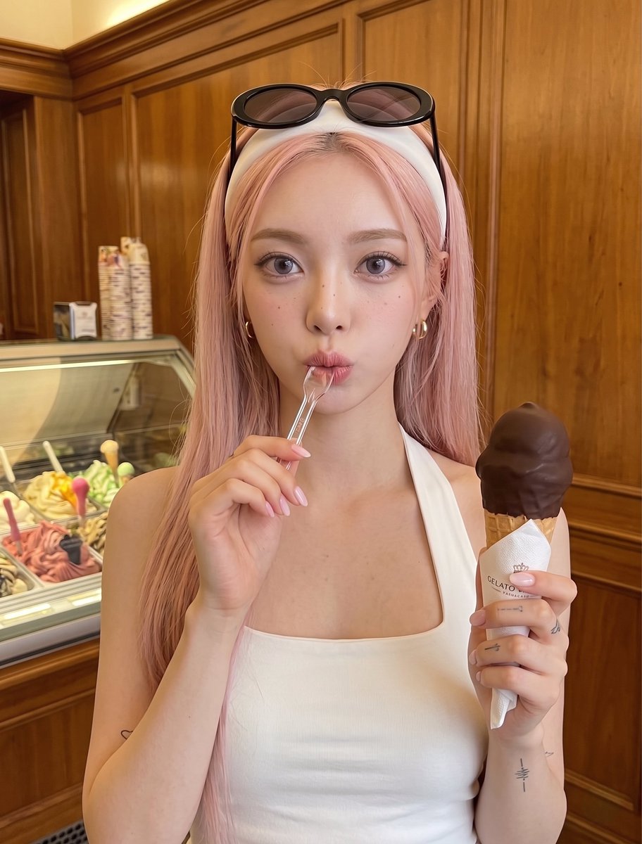 Playful Ice Cream Shop Girl