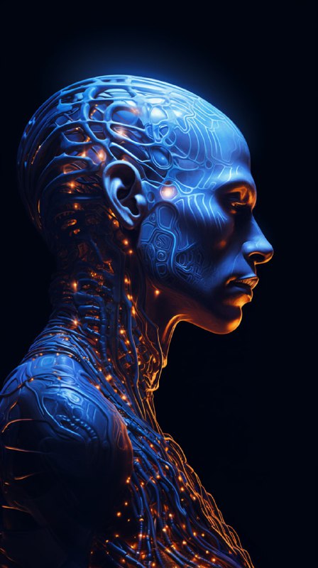 Psychedelic Bio Cyborg Monk Side Profile Art