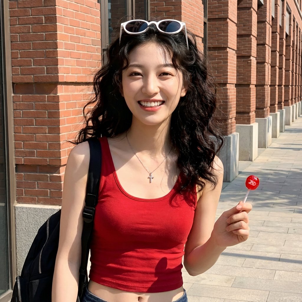Radiant Girl in Red Summer Style