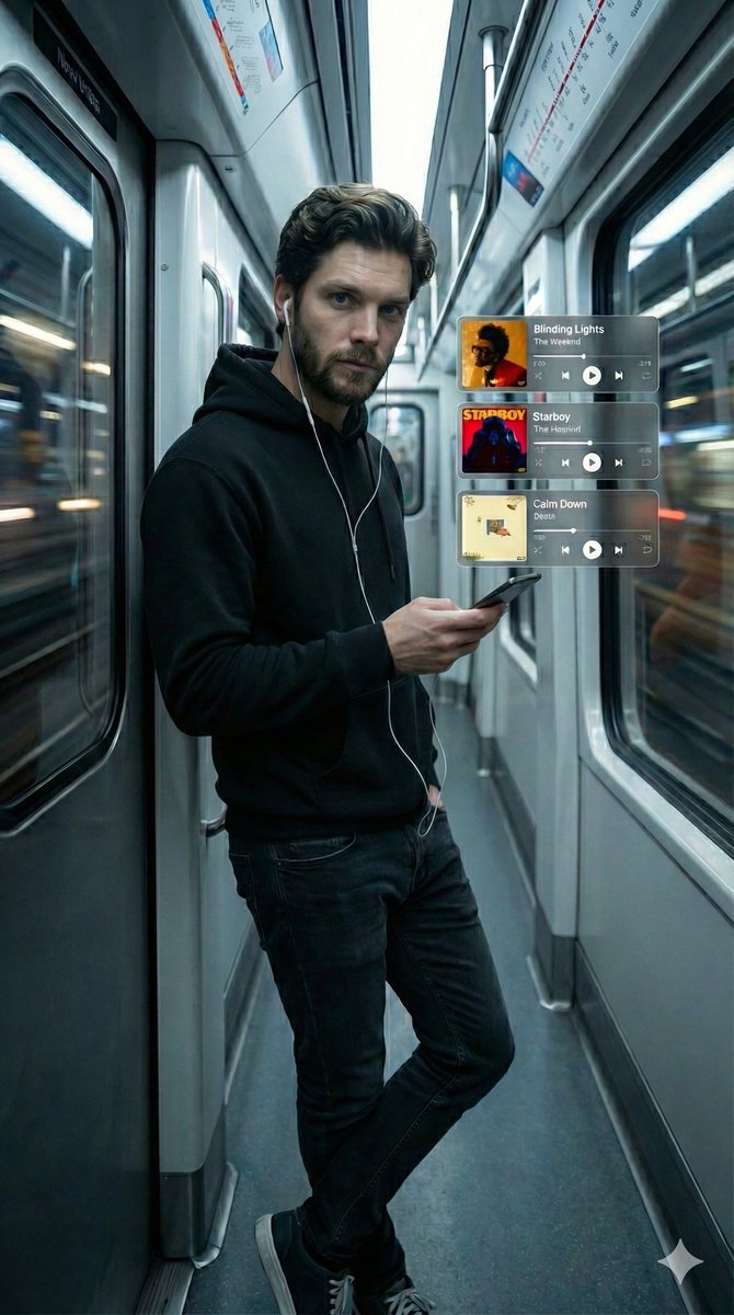 Cinematic Holographic Music Player UI