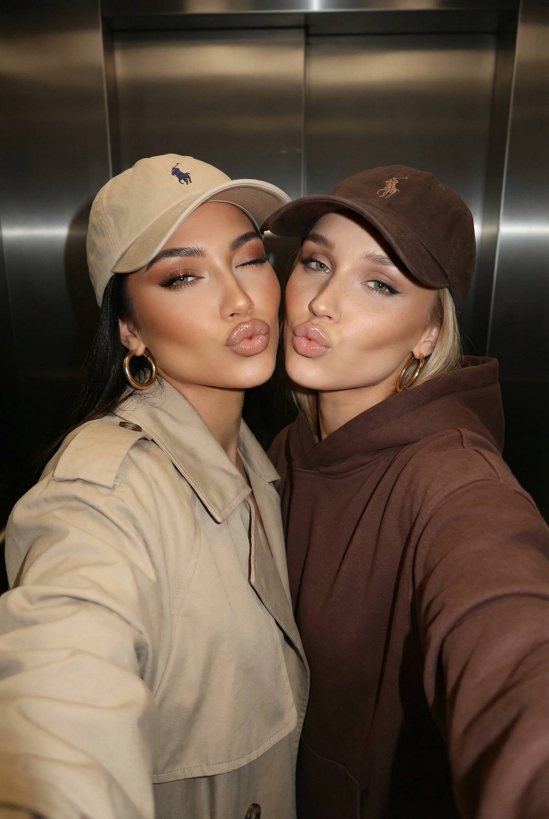 Besties Duck-Face Elevator Selfie