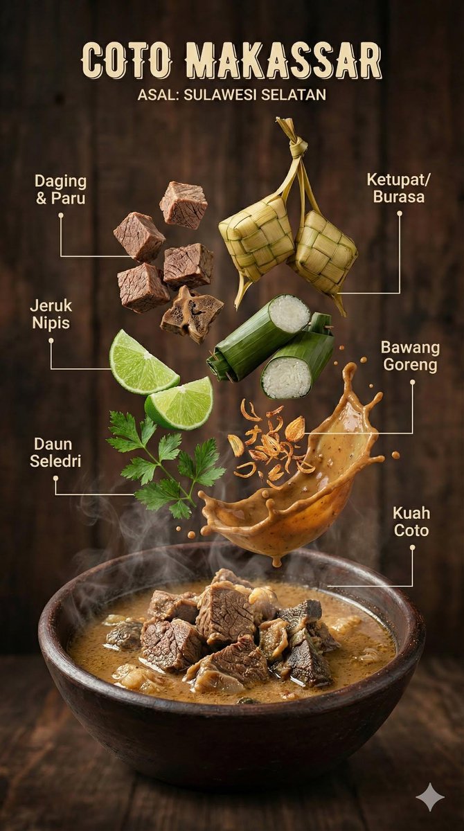 Floating Indonesian Food Infographic