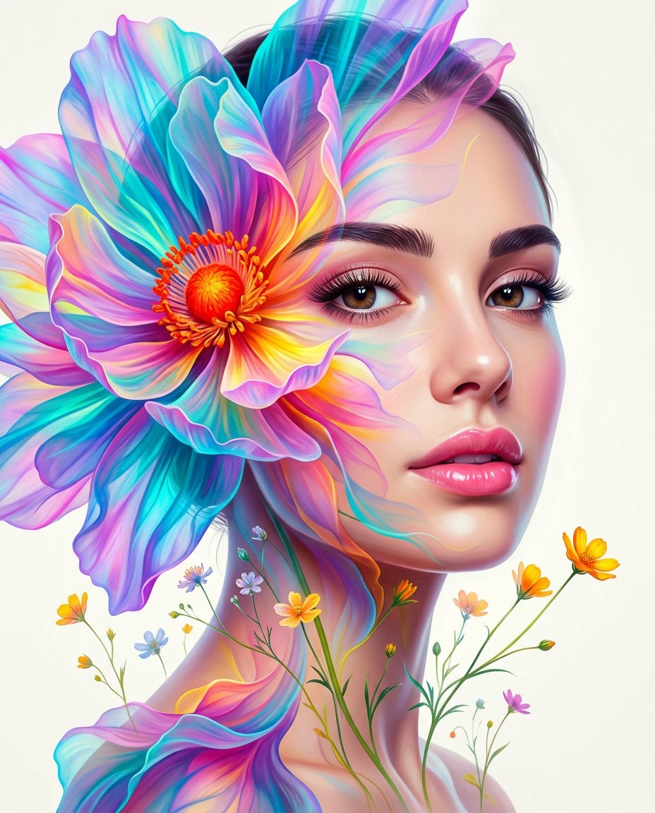 Floral Double-Exposure Dream Portrait