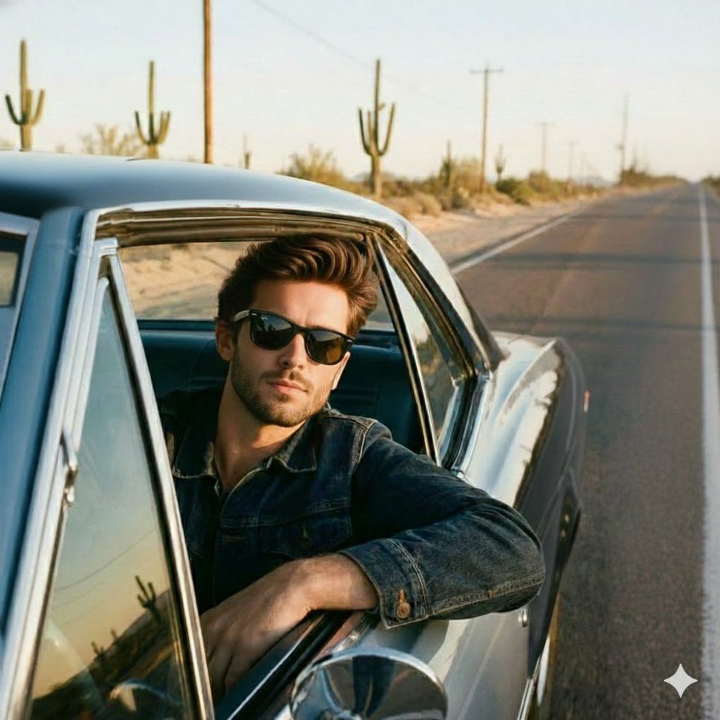 Cinematic Retro Road Trip Portrait
