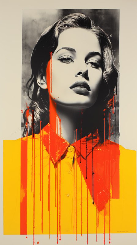 Risograph Pop Art Woman in Pink Mint and Yellow