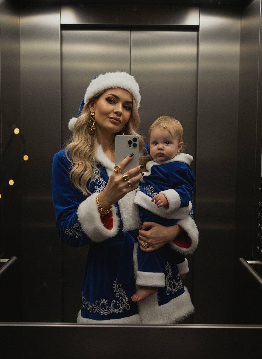 Elevator Christmas Mirror Selfie