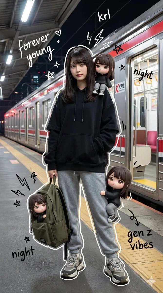 Gen Z Night Train Graffiti Portrait