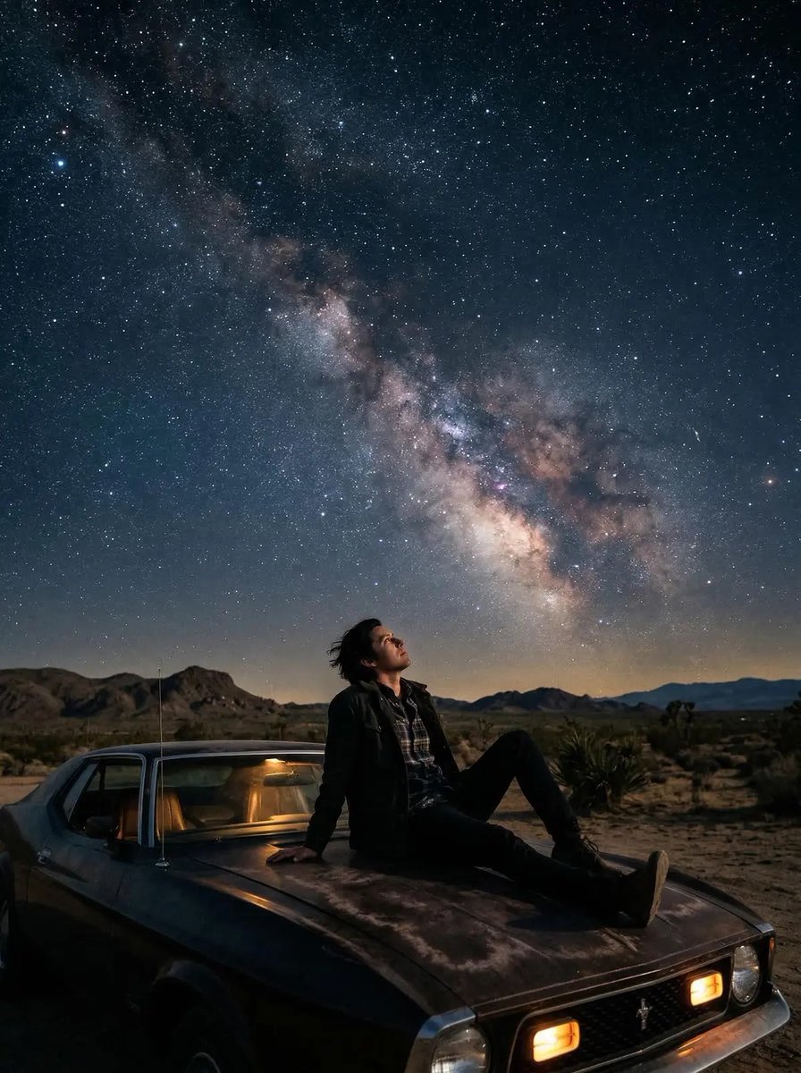 Stargazing on Car Hood
