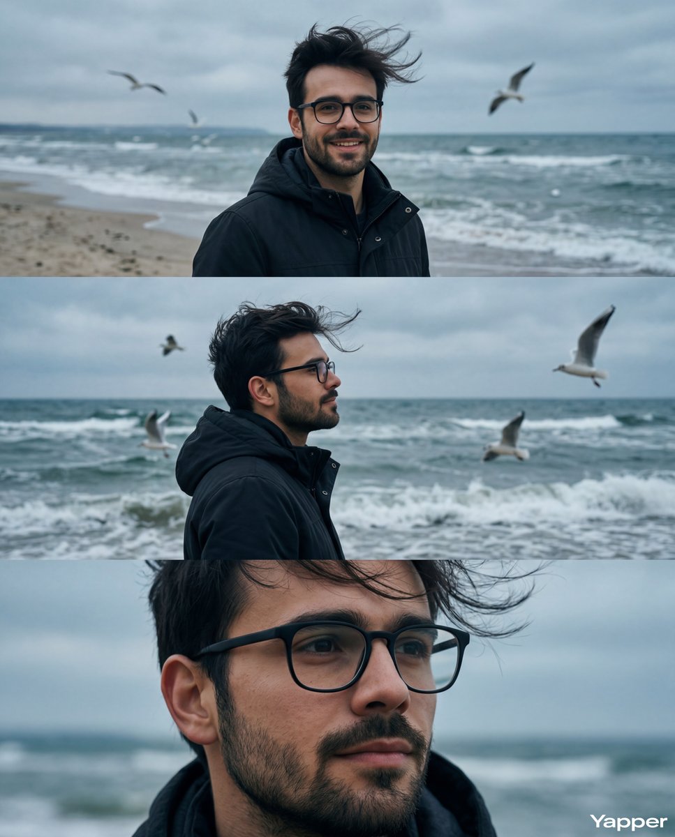 Seaside Cinematic Triptych Portrait