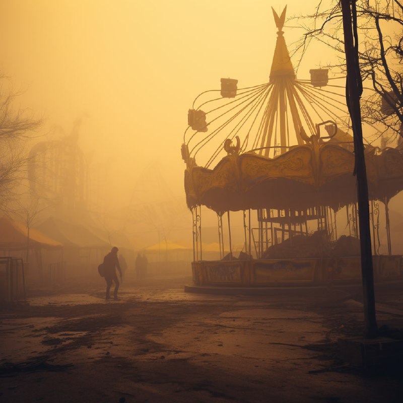 Yellow Haze Drifting Through Abandoned Carnival