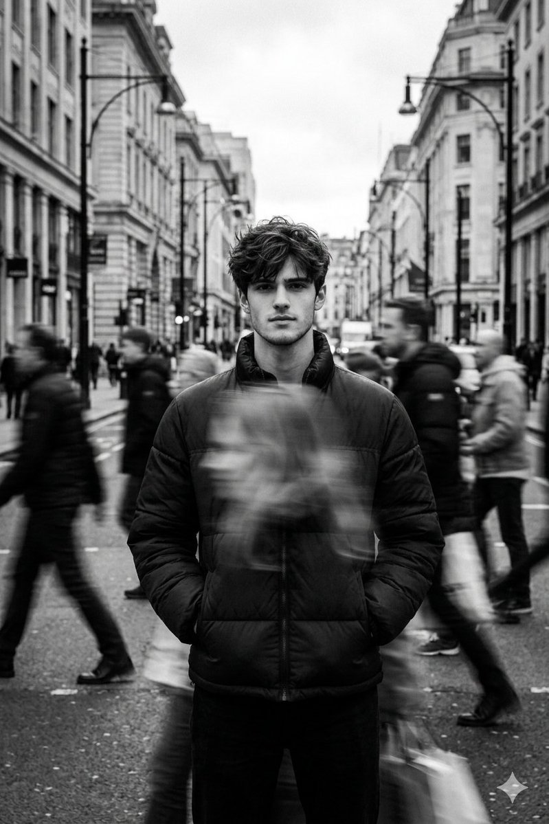 Cinematic B&W Street Portrait