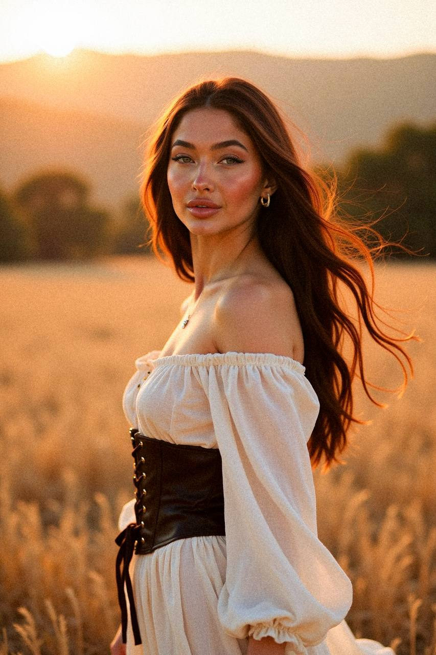 Golden Sunset Field Portrait