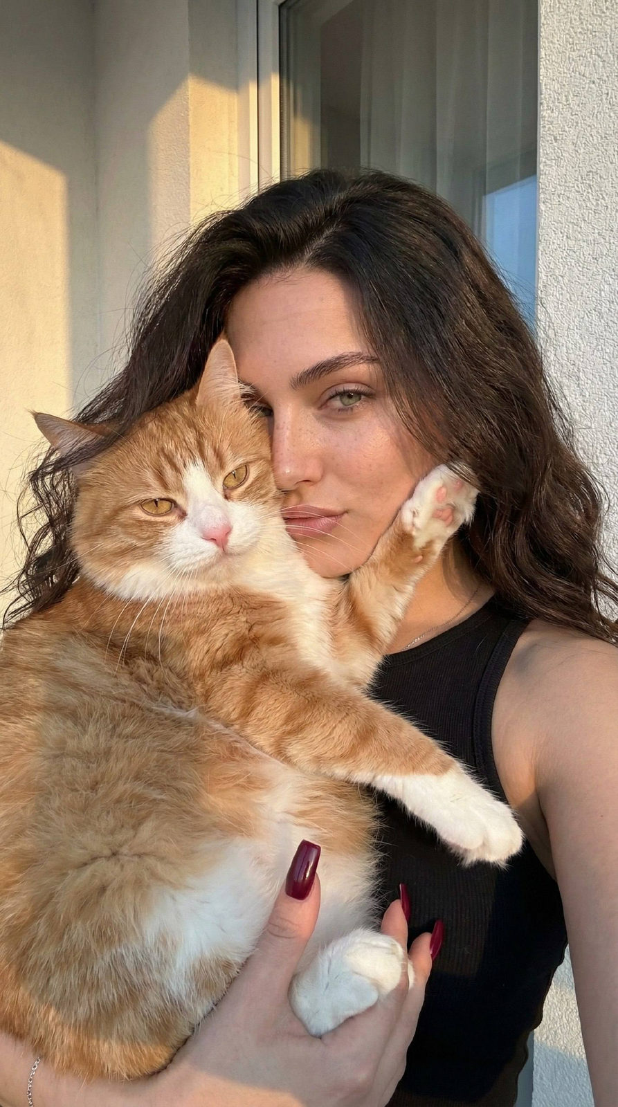 Burgundy Nails and Grumpy Ginger Cat
