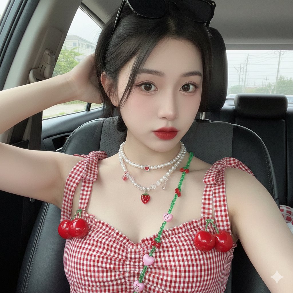 Sweet Girl Playful Car Selfie