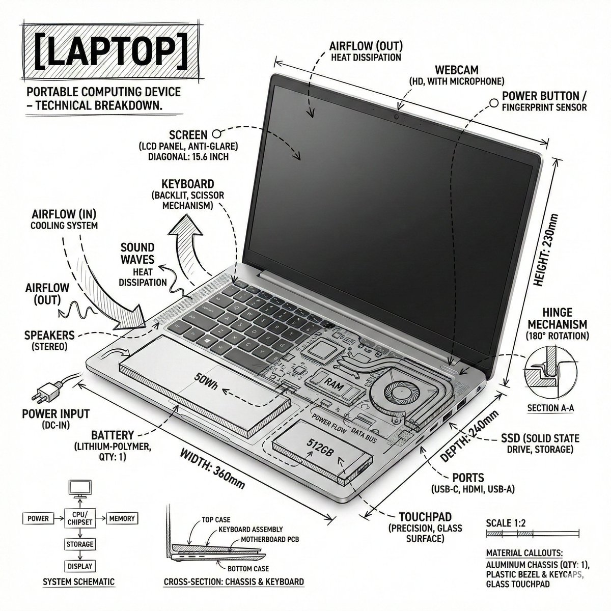 Technical Sketch Info Overlay