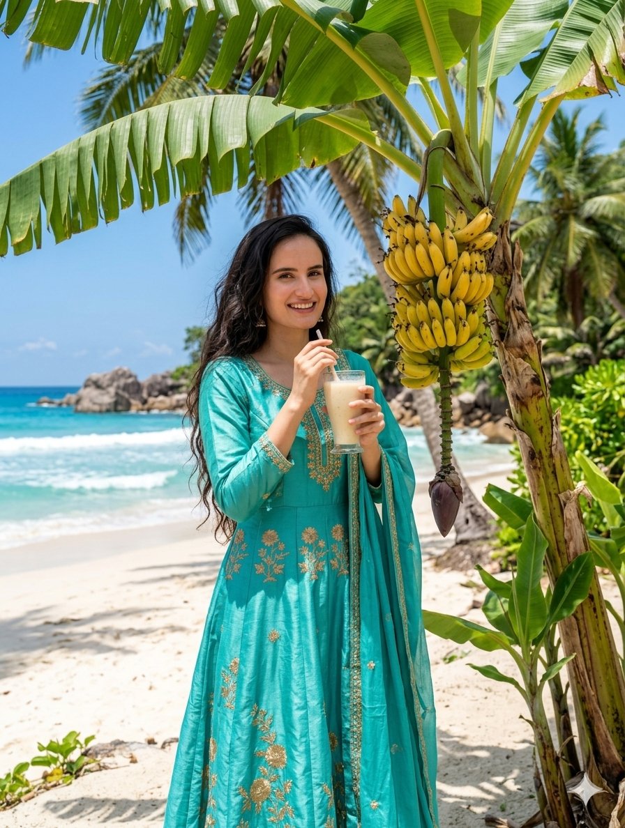 Indian beauty at tropical beach