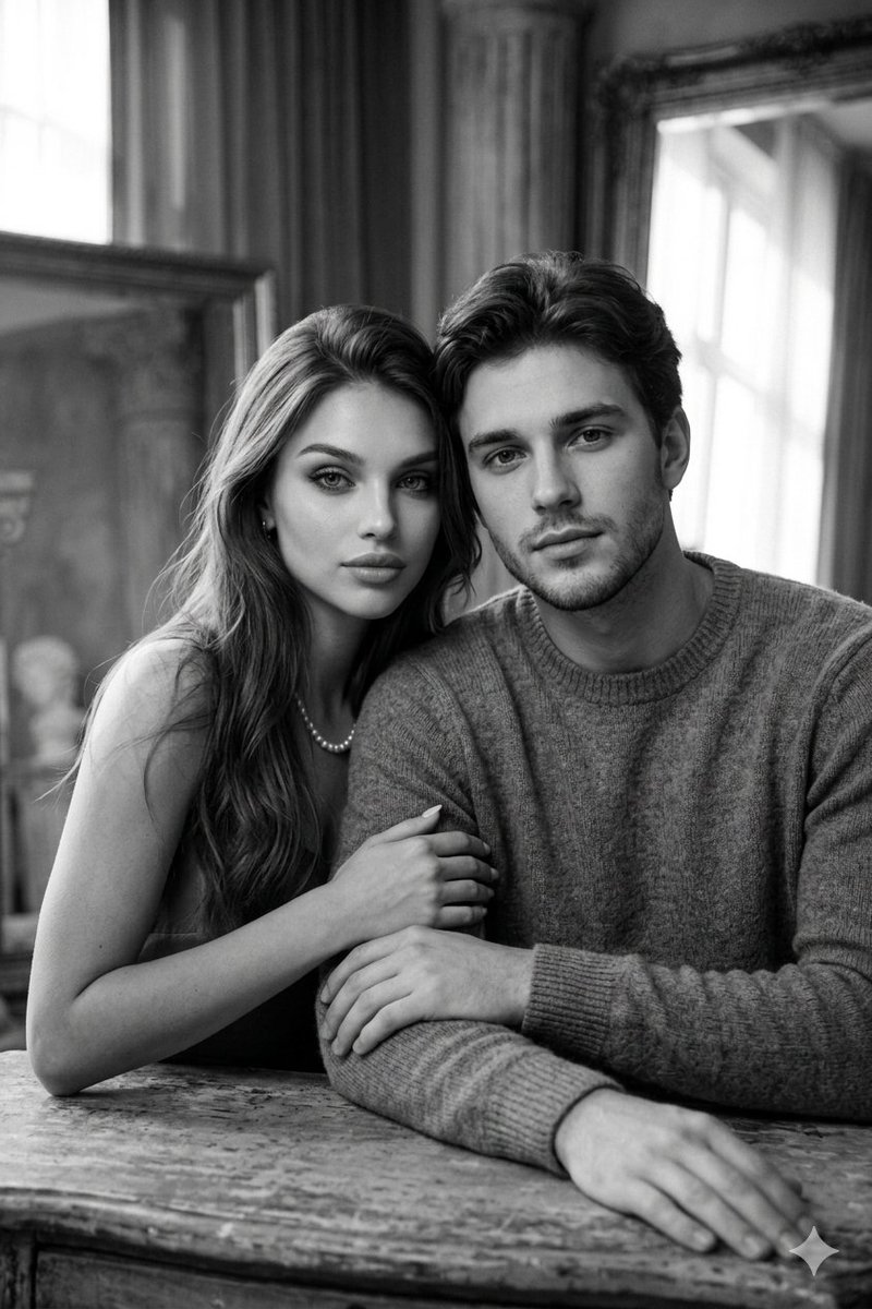 Cinematic Black-and-White Couple Portrait