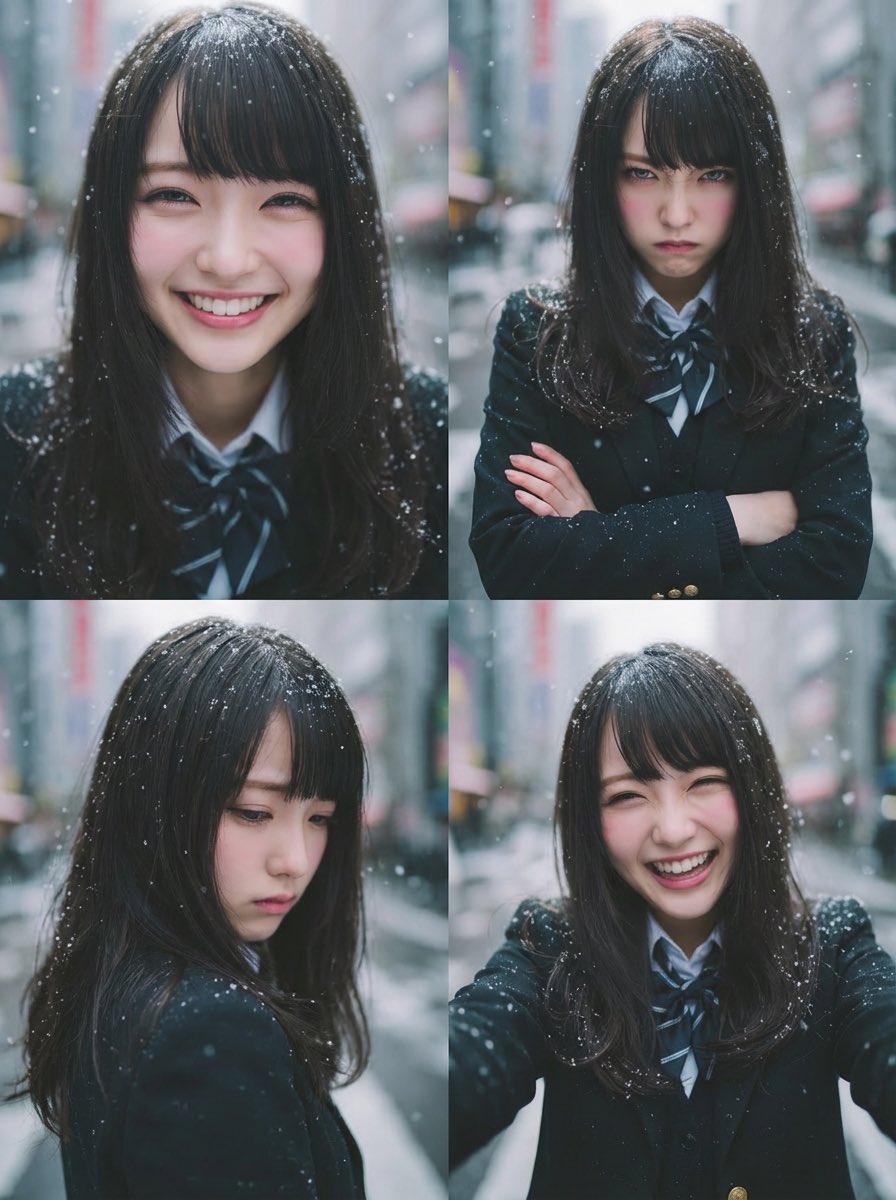 Four-Panel Emotion Portrait Composition