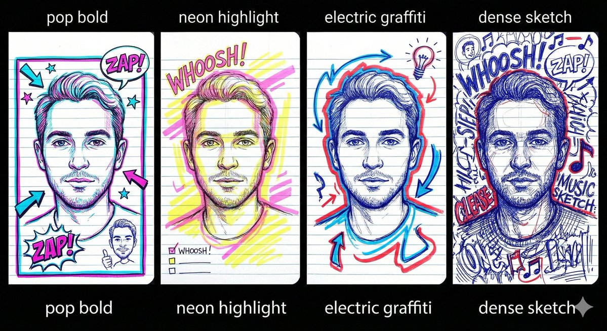 Chaotic Doodle Portrait Glow