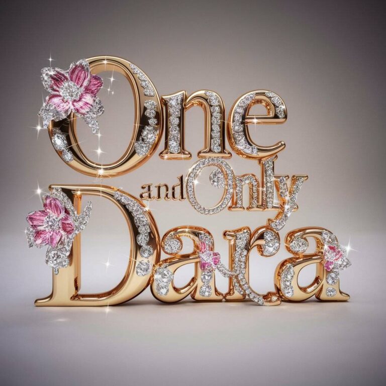 One and Only Dara in Gold 3D With Pink Flowers