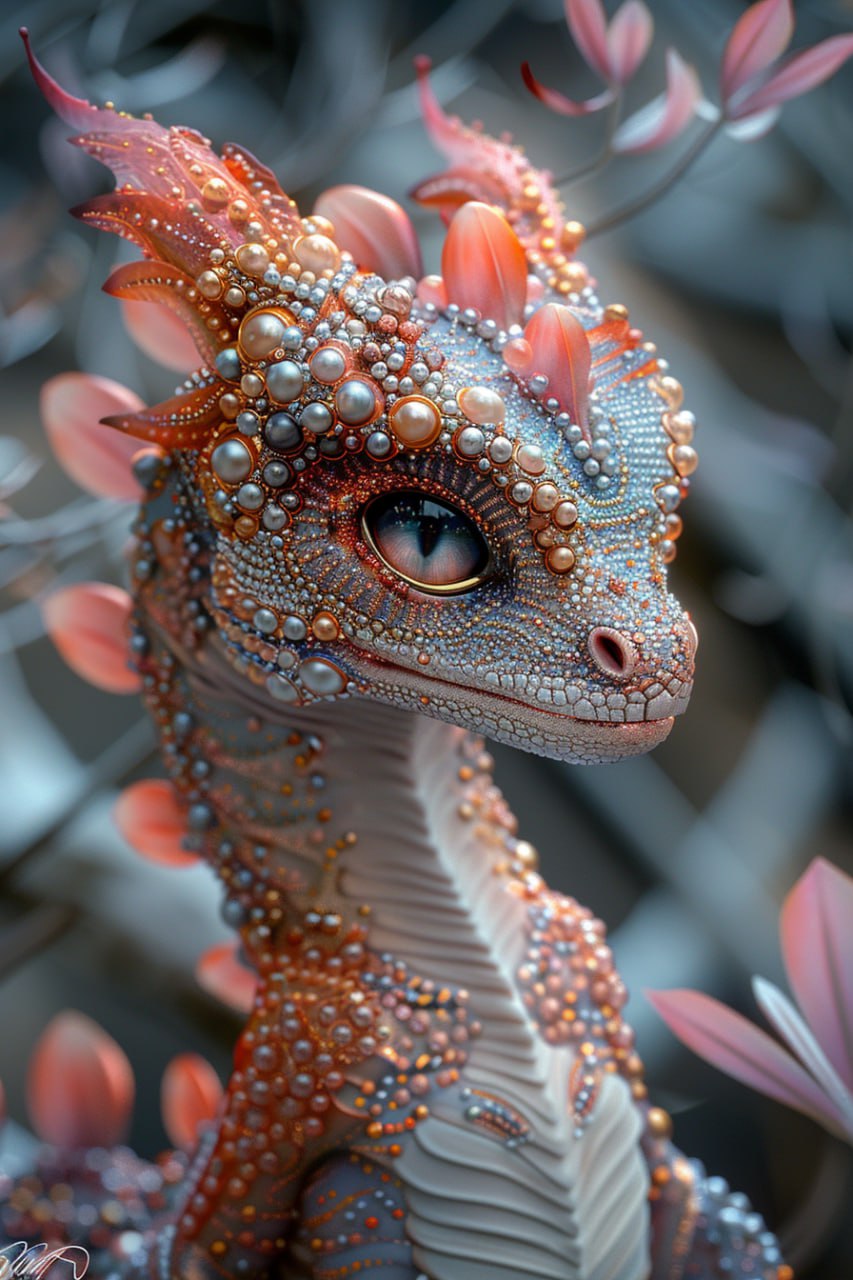 Adorable Baby Dragon Pearl Sculpture