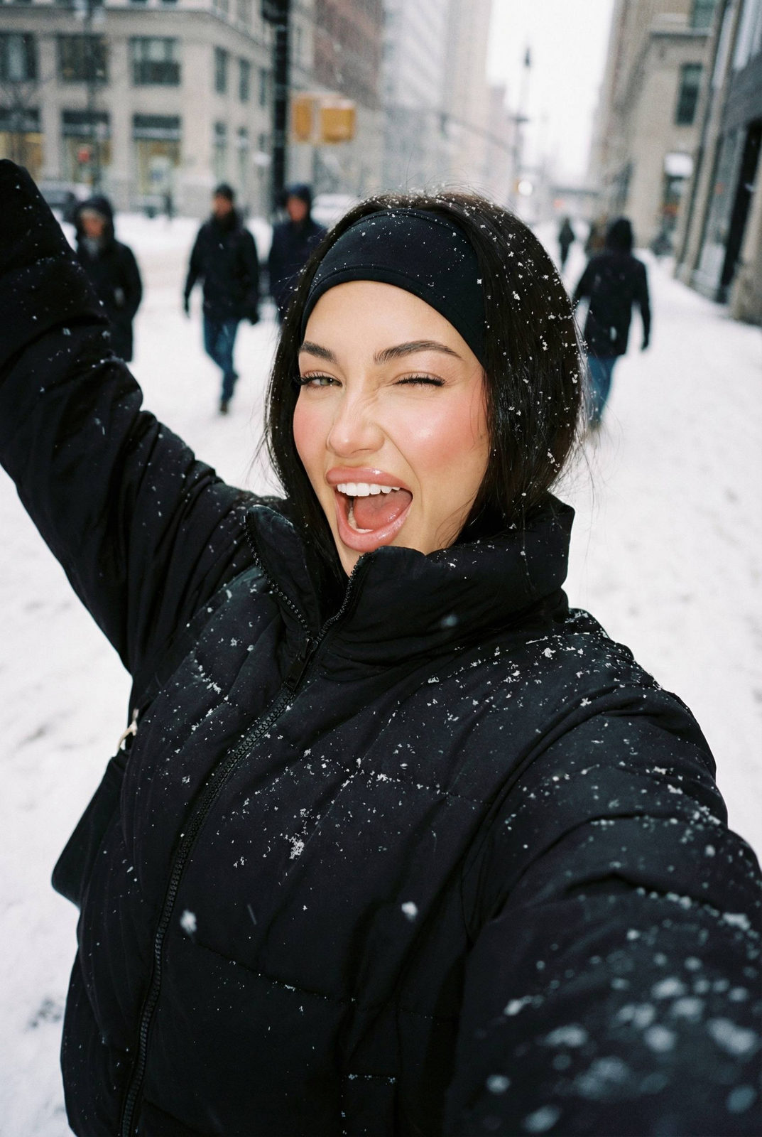 Snowy City Selfie Joy