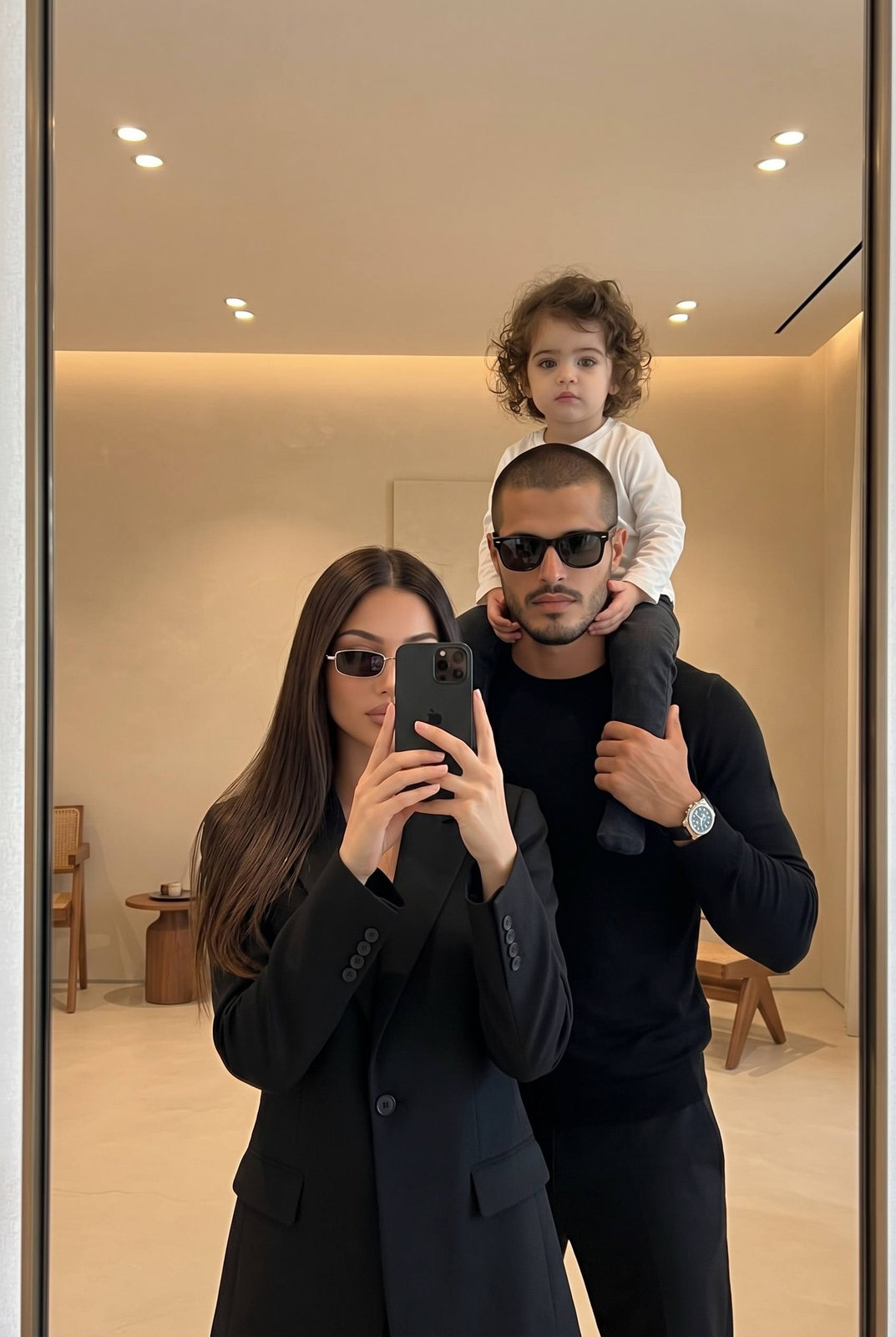 Stylish Family Mirror Selfie