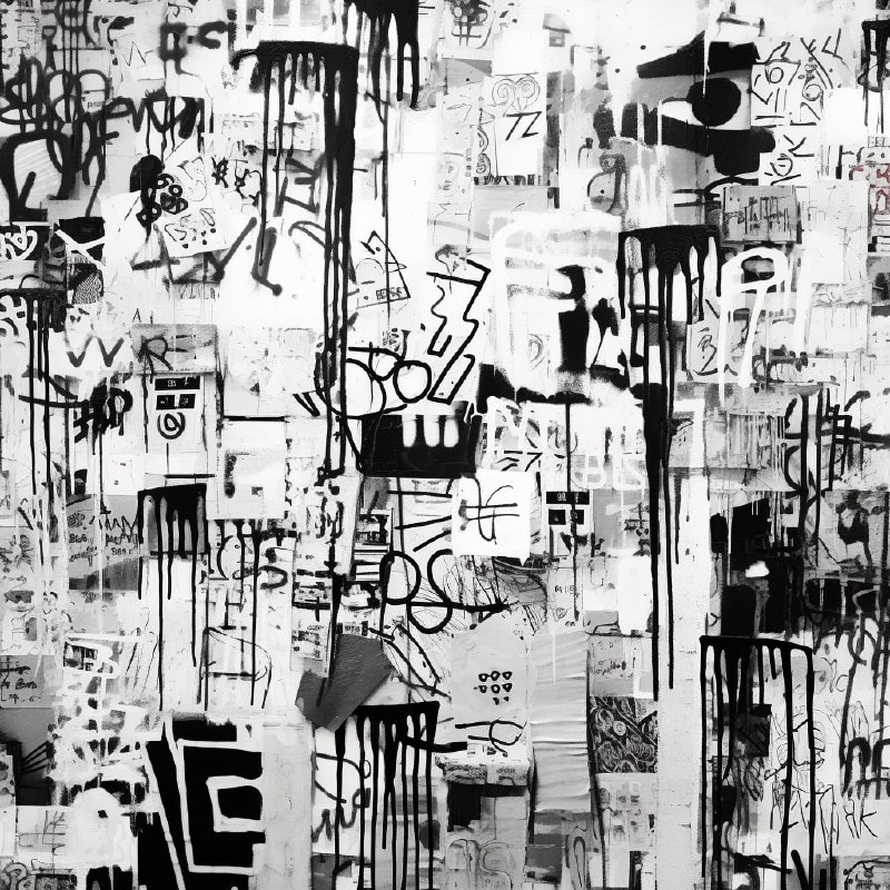 Black and White Prison Graffiti Tags Flat Design